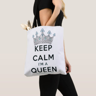 SlipperyJoe's keep calm queen gepolijst zilveren k Tote Bag