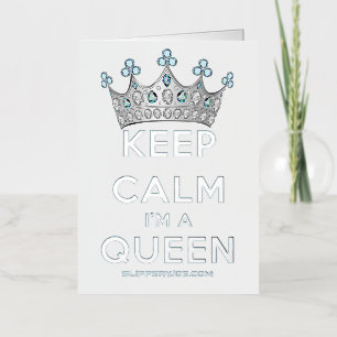 SlipperyJoe's keep calm queen glanzend zilveren kr Folie Wenskaart