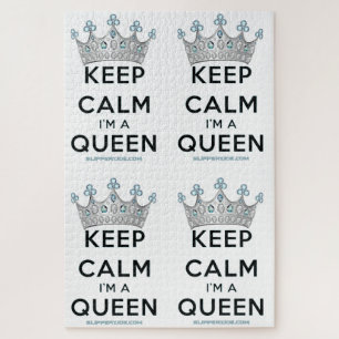 SlipperyJoe's keep calm queen glanzend zilveren kr Legpuzzel