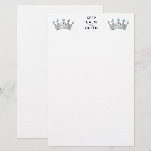 SlipperyJoe's Keep Calm Queen koninklijke kroonjuw Briefpapier (Voorkant / Achterkant)