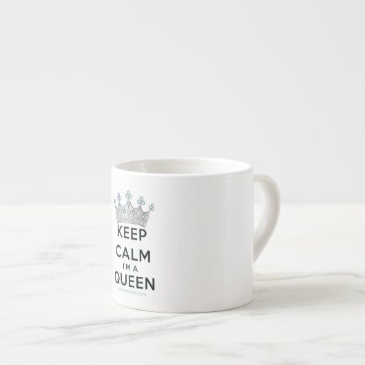 SlipperyJoe's Keep Calm Queen koninklijke kroonjuw Espresso Kop (Voorkant rechts)