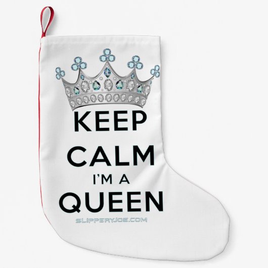 SlipperyJoe's Keep Calm Queen koninklijke kroonjuw Kleine Kerstsok (Voorkant)