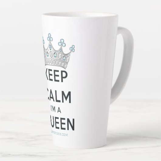 SlipperyJoe's Keep Calm Queen koninklijke kroonjuw Latte Mok (Rechterhoek)