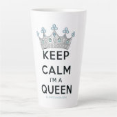 SlipperyJoe's Keep Calm Queen koninklijke kroonjuw Latte Mok (Voorkant)