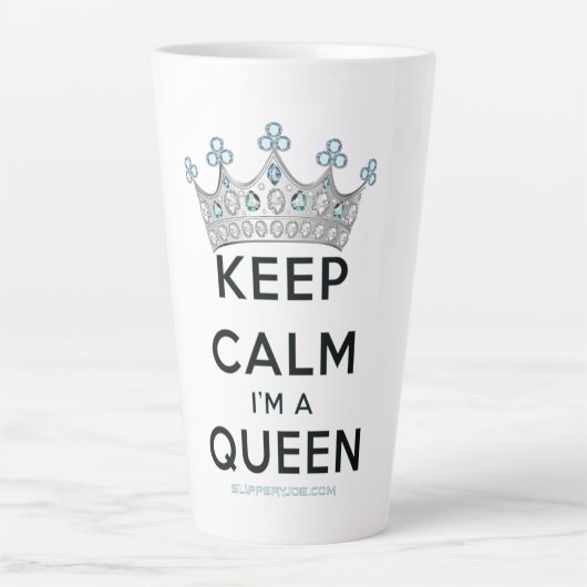 SlipperyJoe's Keep Calm Queen koninklijke kroonjuw Latte Mok (Voorkant)