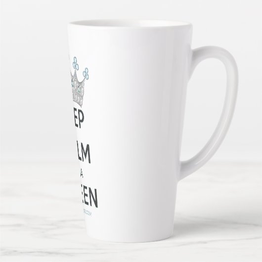 SlipperyJoe's Keep Calm Queen koninklijke kroonjuw Latte Mok (Rechts)