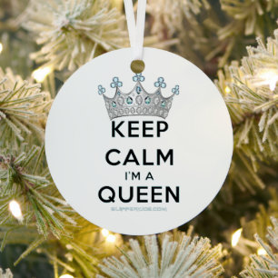 SlipperyJoe's Keep Calm Queen koninklijke kroonjuw Metalen Ornament