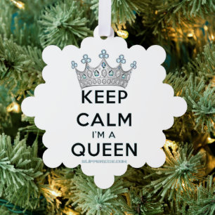 SlipperyJoe's Keep Calm Queen koninklijke kroonjuw Ornament Kaart