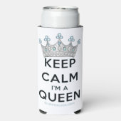 SlipperyJoe's Keep Calm Queen koninklijke kroonjuw Seltzer Blikjeskoeler (Seltzer Achterkant)