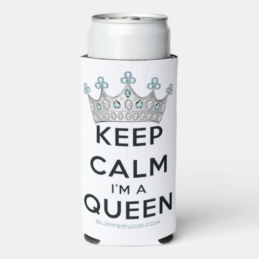 SlipperyJoe's Keep Calm Queen koninklijke kroonjuw Seltzer Blikjeskoeler (Seltzer Achterkant)