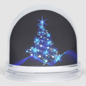 SlipperyJoe's kerstboom gloeiende blauwe sterren v Sneeuwbol (Voorkant)