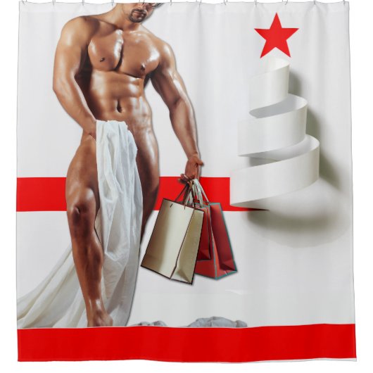 SlipperyJoe's kerstinkopen white paper spira Douchegordijn (Voorkant)