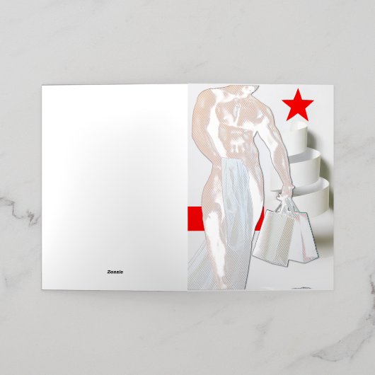 SlipperyJoe's kerstinkopen white paper spira Folie Feestdagenkaart (Buiten Laag)