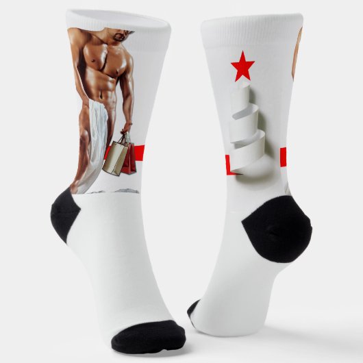 SlipperyJoe's kerstinkopen white paper spira Sokken (Gebogen)