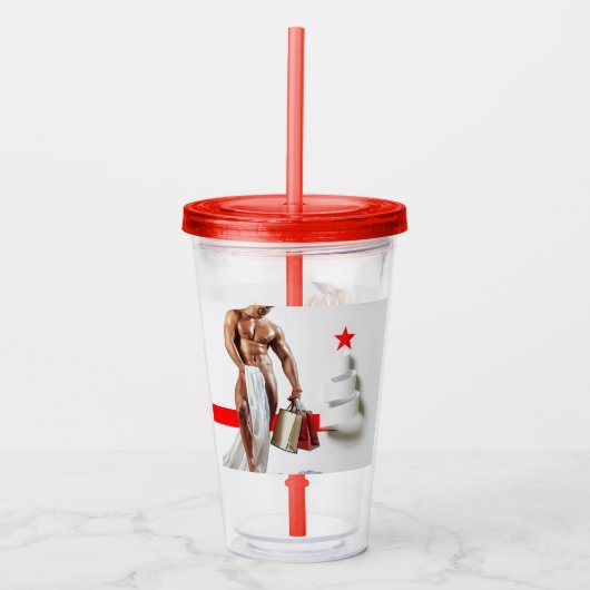 SlipperyJoe's Kerstinkopen wit papier spira Acryl Drinkbeker (Voorkant)