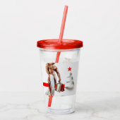 SlipperyJoe's Kerstinkopen wit papier spira Acryl Drinkbeker (Achterkant)