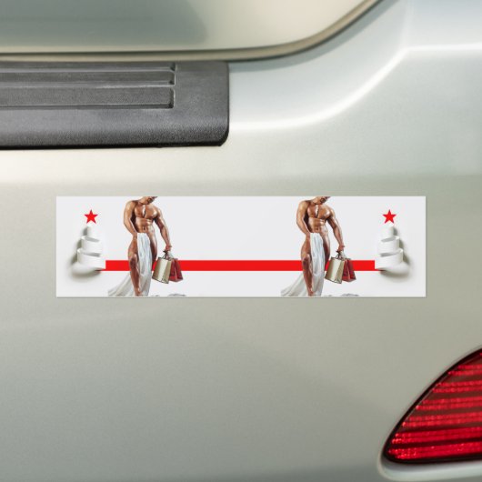SlipperyJoe's Kerstinkopen wit papier spira Bumpersticker (Op auto)
