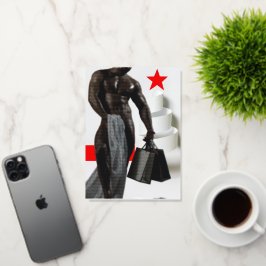 SlipperyJoe's Kerstinkopen wit papier spira Folie Feestdagenkaart