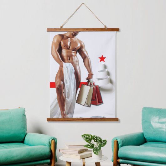 SlipperyJoe's Kerstinkopen wit papier spira Hangend Wandkleed (Woonkamer)