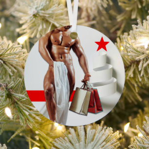 SlipperyJoe's Kerstinkopen wit papier spira Metalen Ornament