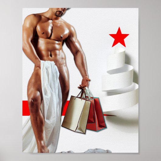 SlipperyJoe's Kerstinkopen wit papier spira Poster (Voorkant)