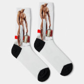 SlipperyJoe's kerstinkopen wit papier spira Sokken (Rechts)