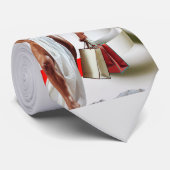 SlipperyJoe's kerstinkopen wit papier spira Stropdas (Opgerold)