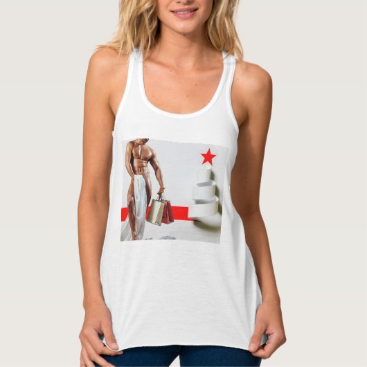 SlipperyJoe's Kerstinkopen wit papier spira Tanktop (Voorkant)