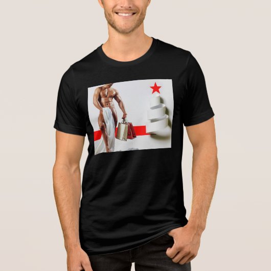 SlipperyJoe's Kerstinkopen wit papier spira Tri-Blend Shirt (Voorkant)