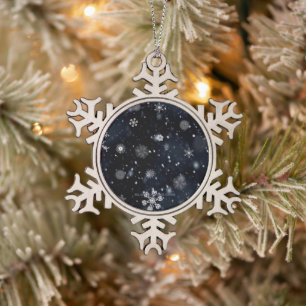 SlipperyJoe's Kerstmis winter magisch vredig bij Tin Sneeuwvlok Ornament