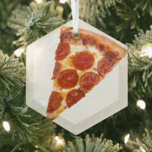 SlipperyJoe's klassieke pepperoni pizza gesmolten Glas Ornament