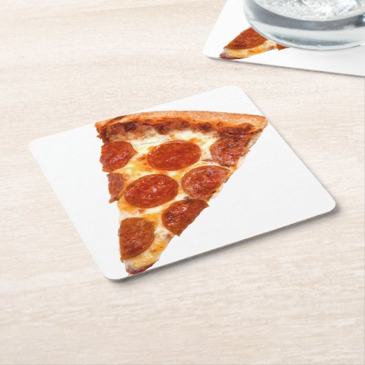 SlipperyJoe's klassieke pepperoni pizza gesmolten Kartonnen Onderzetters (Schuin)