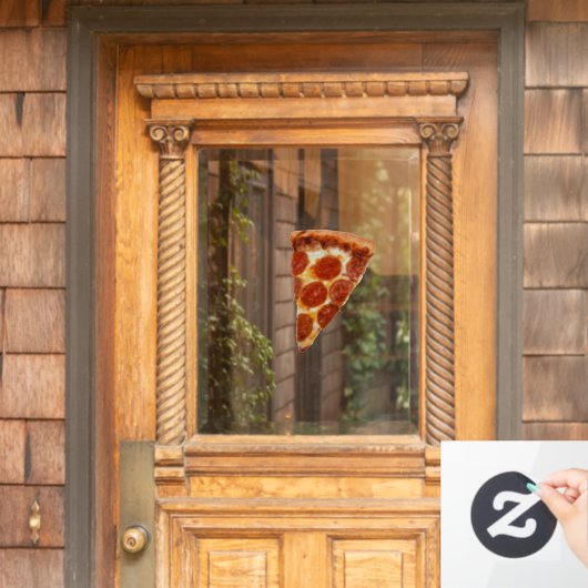 SlipperyJoe's klassieke pepperoni pizza gesmolten Raamsticker (Huis Deur)