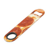 SlipperyJoe's klassieke pepperoni pizza gesmolten Speed Flessenopener (Achterkant Gekanteld)
