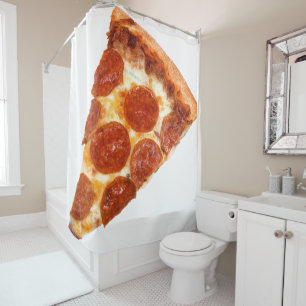 SlipperyJoe's klassieke pepperoni pizzapunt gesmol Douchegordijn