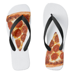 SlipperyJoe's klassieke pepperoni pizzapunt gesmol Teenslippers