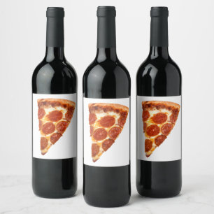 SlipperyJoe's klassieke pepperoni pizzapunt gesmol Wijn Etiket