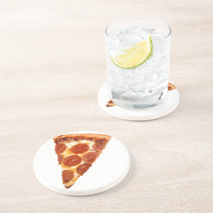 SlipperyJoe's klassieke pepperoni pizzapunt gesmol Zandsteen Onderzetter