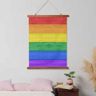 SlipperyJoe's klassieke regenboog tactiele handgem Hangend Wandkleed