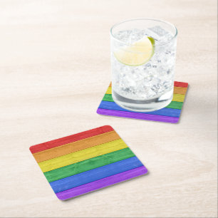 SlipperyJoe's klassieke regenboog tactiele handgem Kartonnen Onderzetters