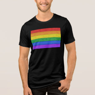 SlipperyJoe's klassieke regenboog tactiele handgem Tri-Blend Shirt