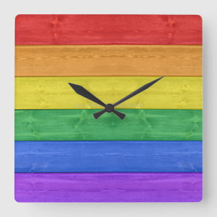 SlipperyJoe's klassieke regenboog tactiele handgem Vierkante Klok