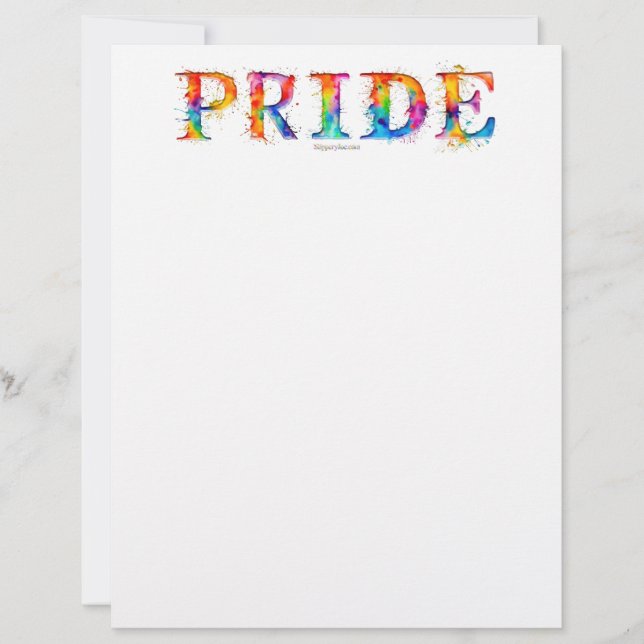 SlipperyJoe's kleurrijke creatieve Pride-thema tek Briefhoofd (Voorkant)