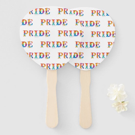 SlipperyJoe's kleurrijke creatieve Pride-thema tek Handwaaier (Voorkant en achterkant)