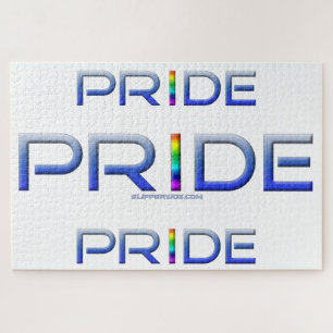 SlipperyJoe's kleurrijke pride woord blauw regenbo Legpuzzel