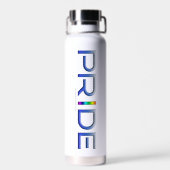 SlipperyJoe's kleurrijke pride woord blauw regenbo Waterfles (Achterkant)