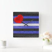 SlipperyJoe's lederen trots vlag zwart koninklijk  Vierkante Klok (Huis)