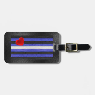 SlipperyJoe's leren trotsvlag zwart koningsblauw  Bagagelabel