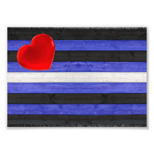 SlipperyJoe's leren trotsvlag zwart koningsblauw  Foto Afdruk