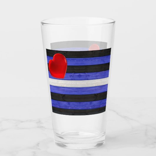 SlipperyJoe's leren trotsvlag zwart koningsblauw  Glas (Voorkant)